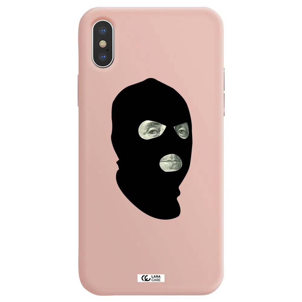 a person wearing a mask Apple iPhone X Silicone pastel pink Case