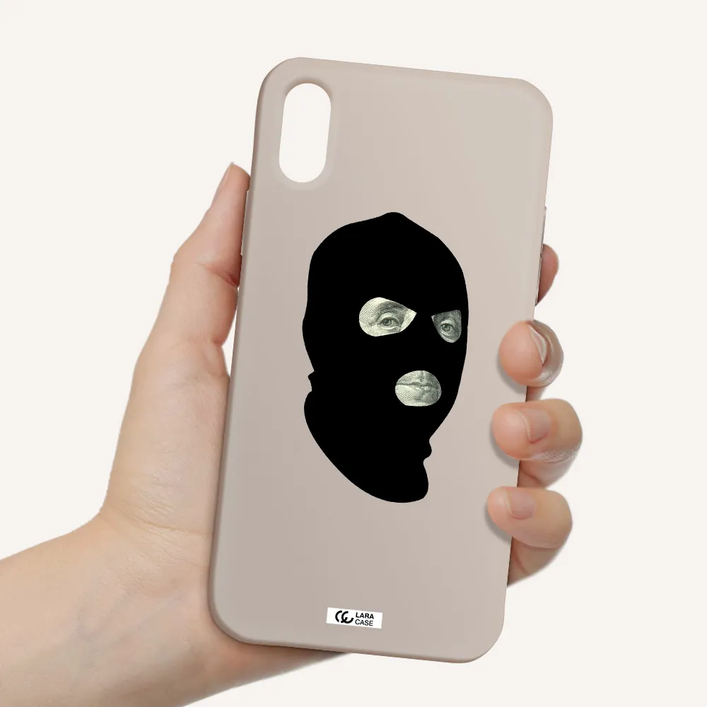 a person wearing a mask Apple iPhone X Silicone Stone Case