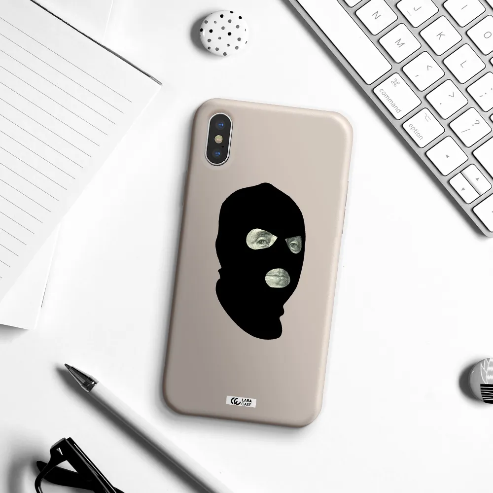 a person wearing a mask Apple iPhone X Silicone Stone Case