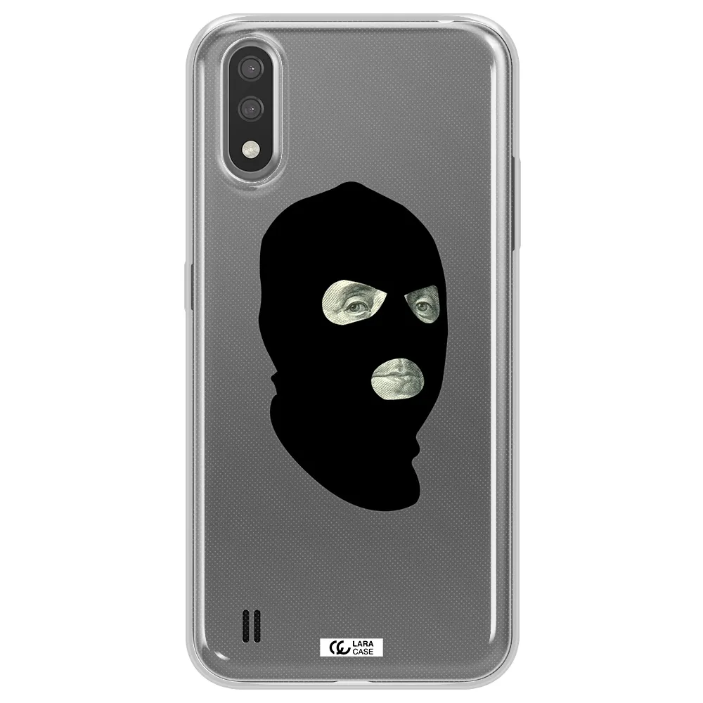 a person wearing a mask Samsung A01 Clear TPU Case