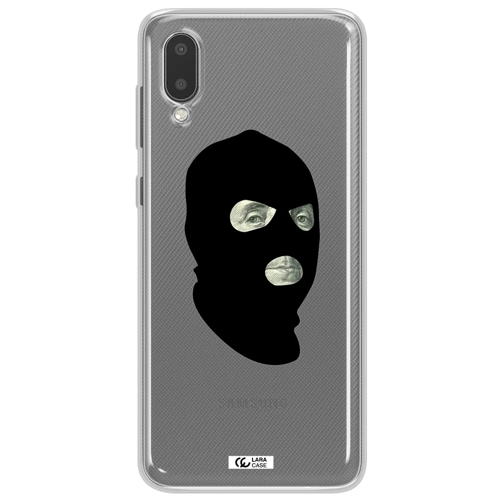 a person wearing a mask Samsung A02 Clear TPU Case