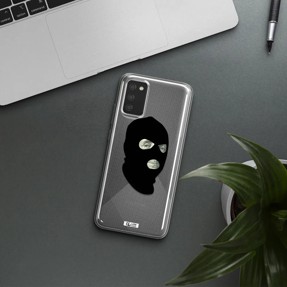 a person wearing a mask Samsung A02S Clear TPU Case