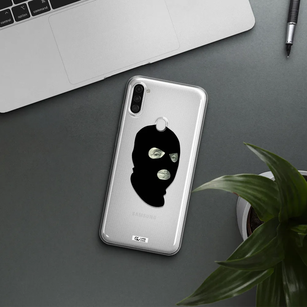 a person wearing a mask Samsung A11 Clear TPU Case