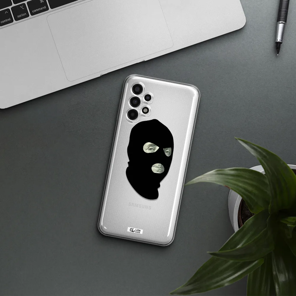 a person wearing a mask Samsung A13 4g Clear TPU Case