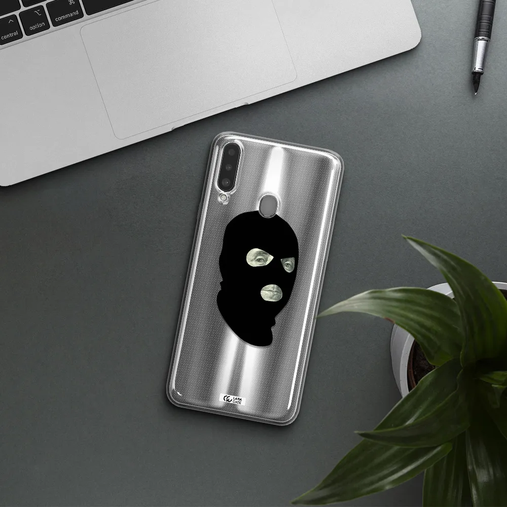 a person wearing a mask Samsung A20S Clear TPU Case