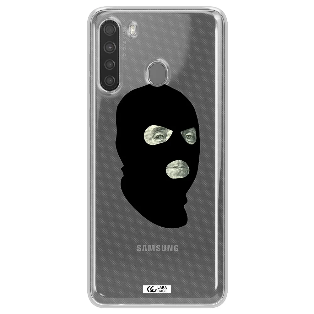 a person wearing a mask Samsung A21 Clear TPU Case