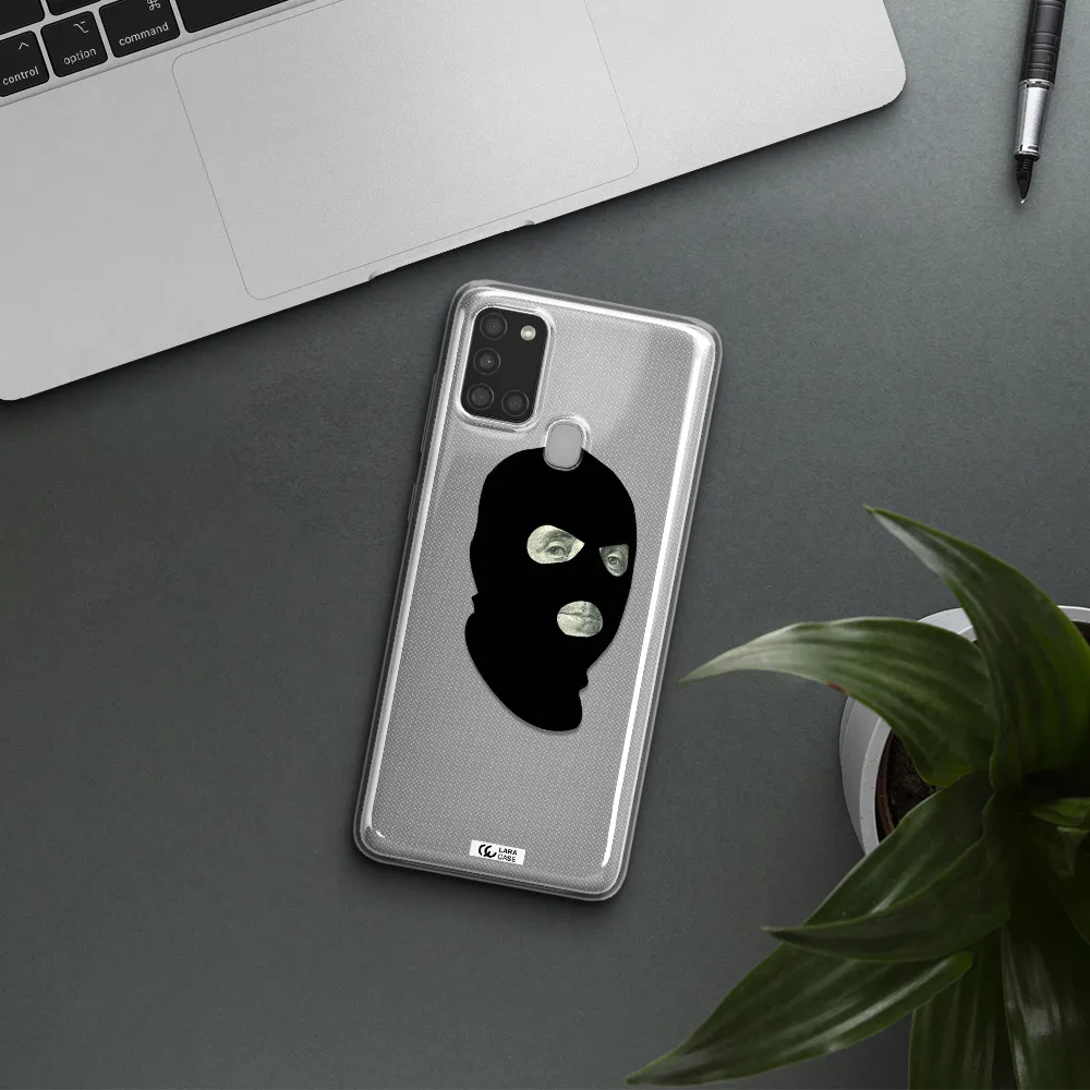a person wearing a mask Samsung A21S Clear TPU Case