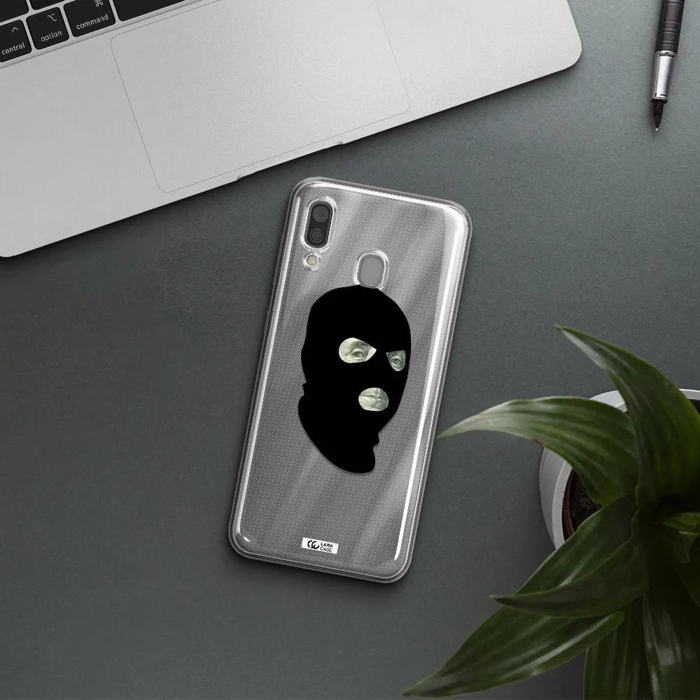 a person wearing a mask Samsung A30 Clear TPU Case