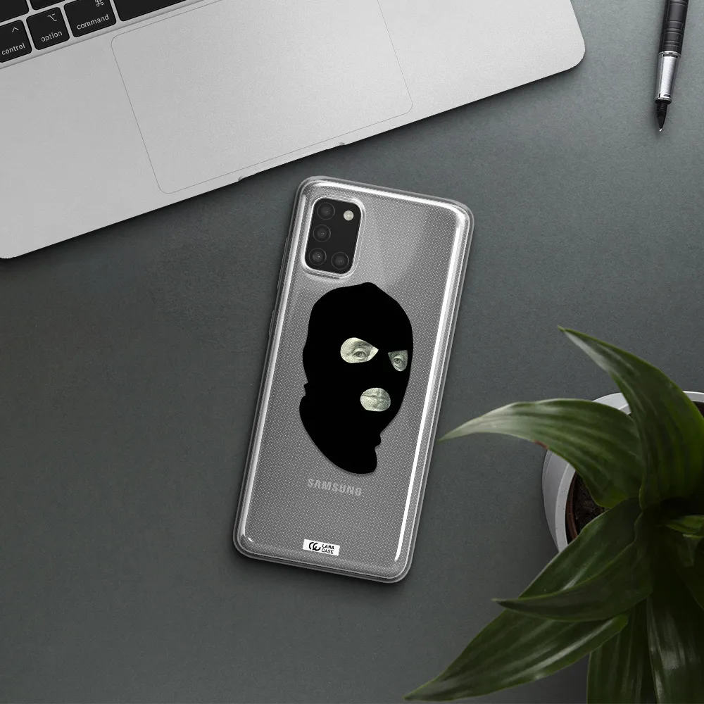 a person wearing a mask Samsung A31 Clear TPU Case