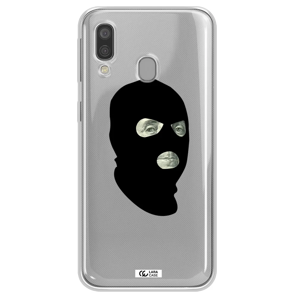 a person wearing a mask Samsung A40 Clear TPU Case