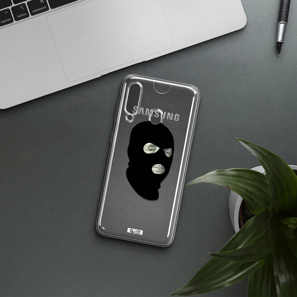 a person wearing a mask Samsung A60 Clear TPU Case