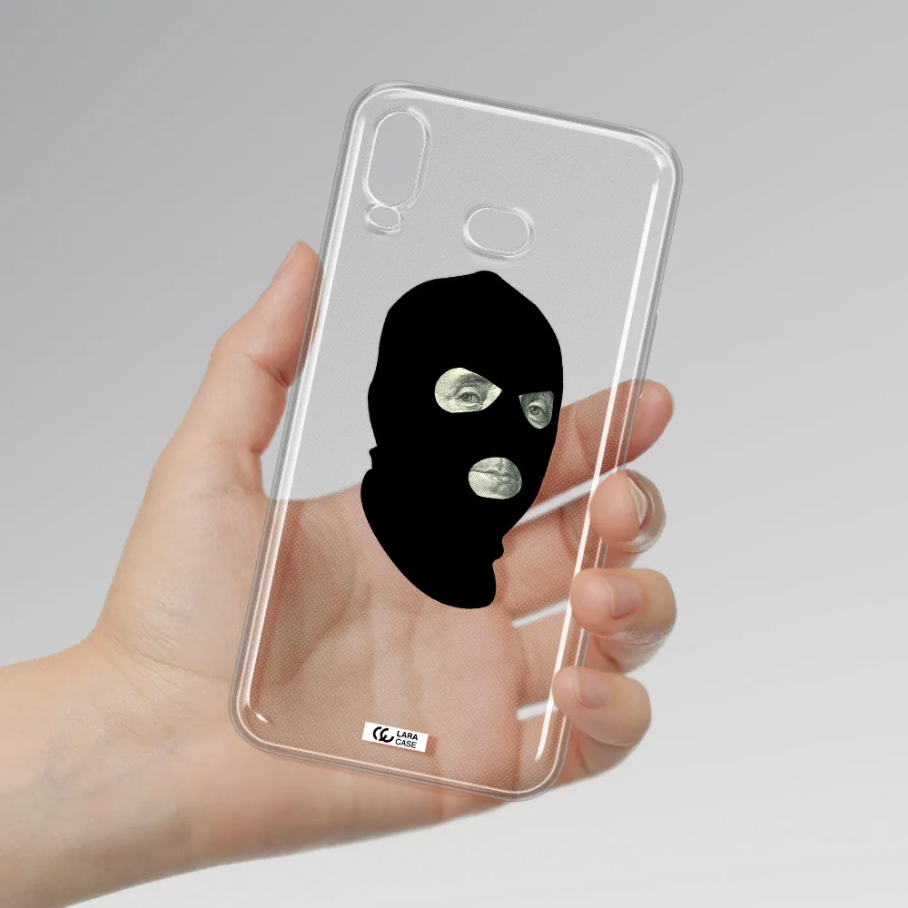 a person wearing a mask Samsung A6S Clear TPU Case