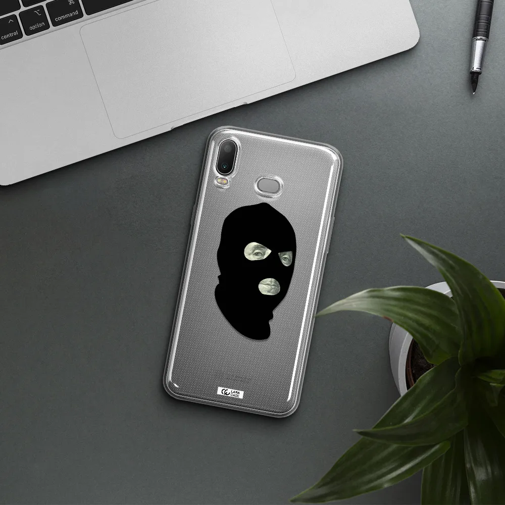 a person wearing a mask Samsung A6S Clear TPU Case