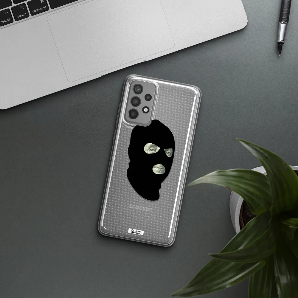 a person wearing a mask Samsung A72 Clear TPU Case