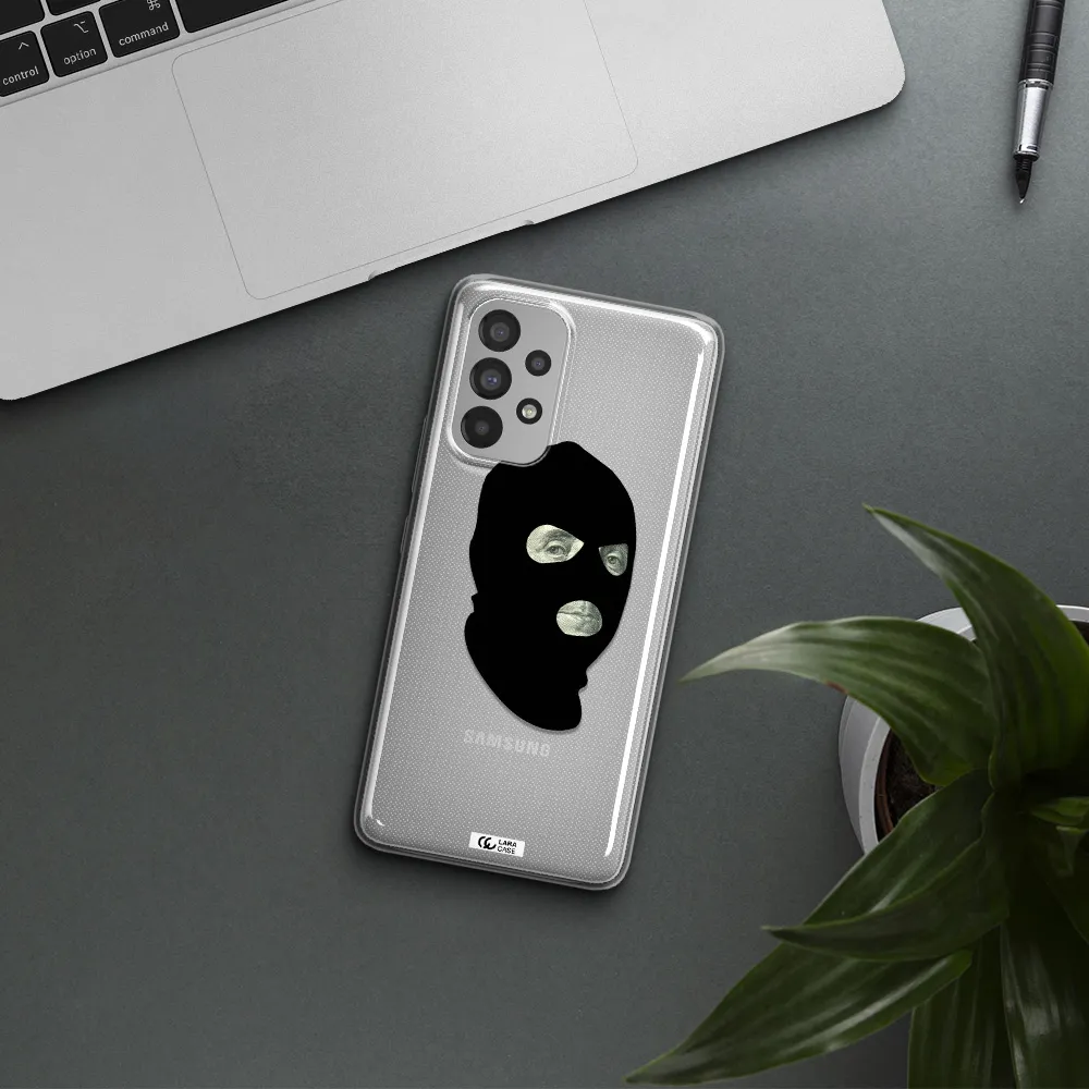 a person wearing a mask Samsung A73 Clear TPU Case