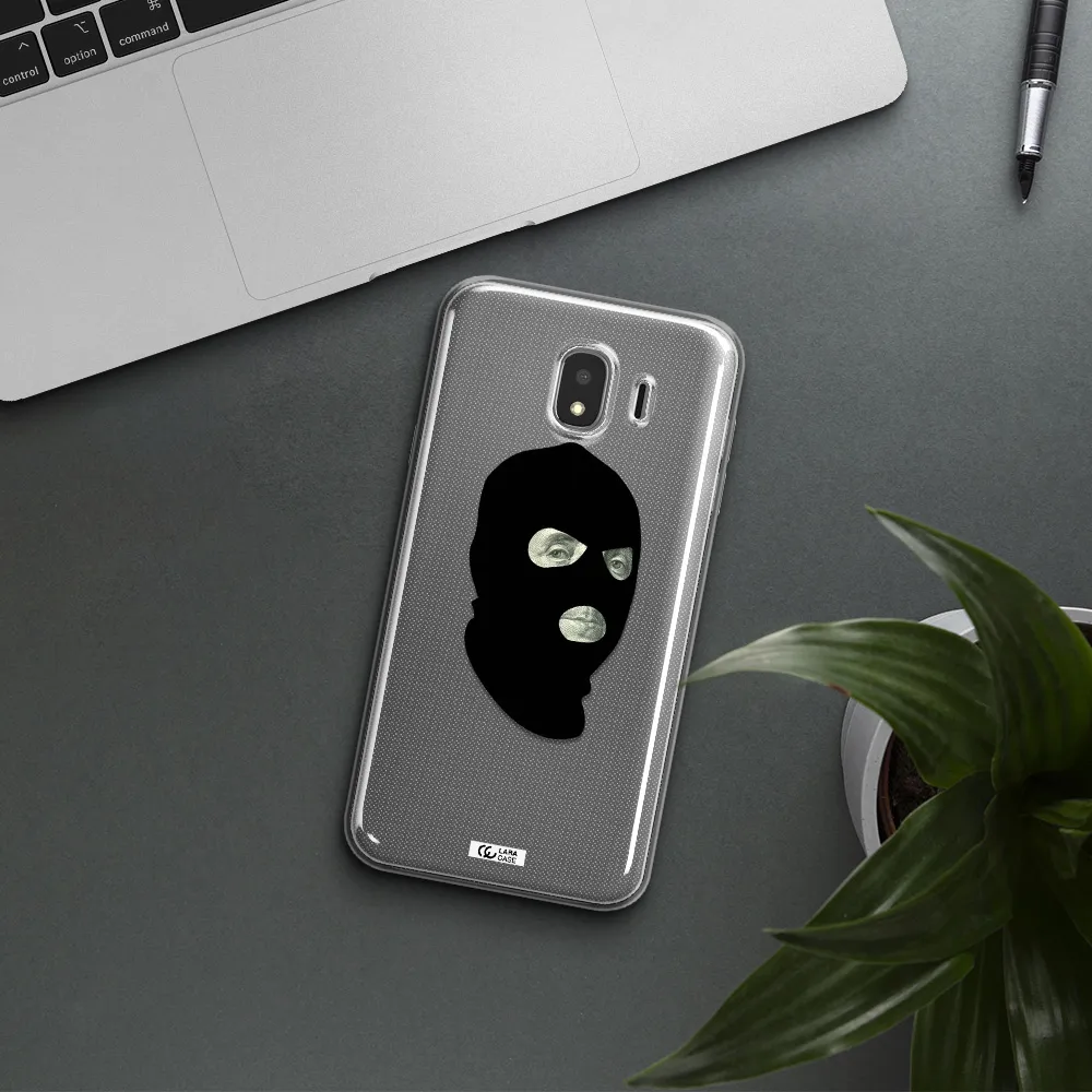 a person wearing a mask Samsung J4 Clear TPU Case