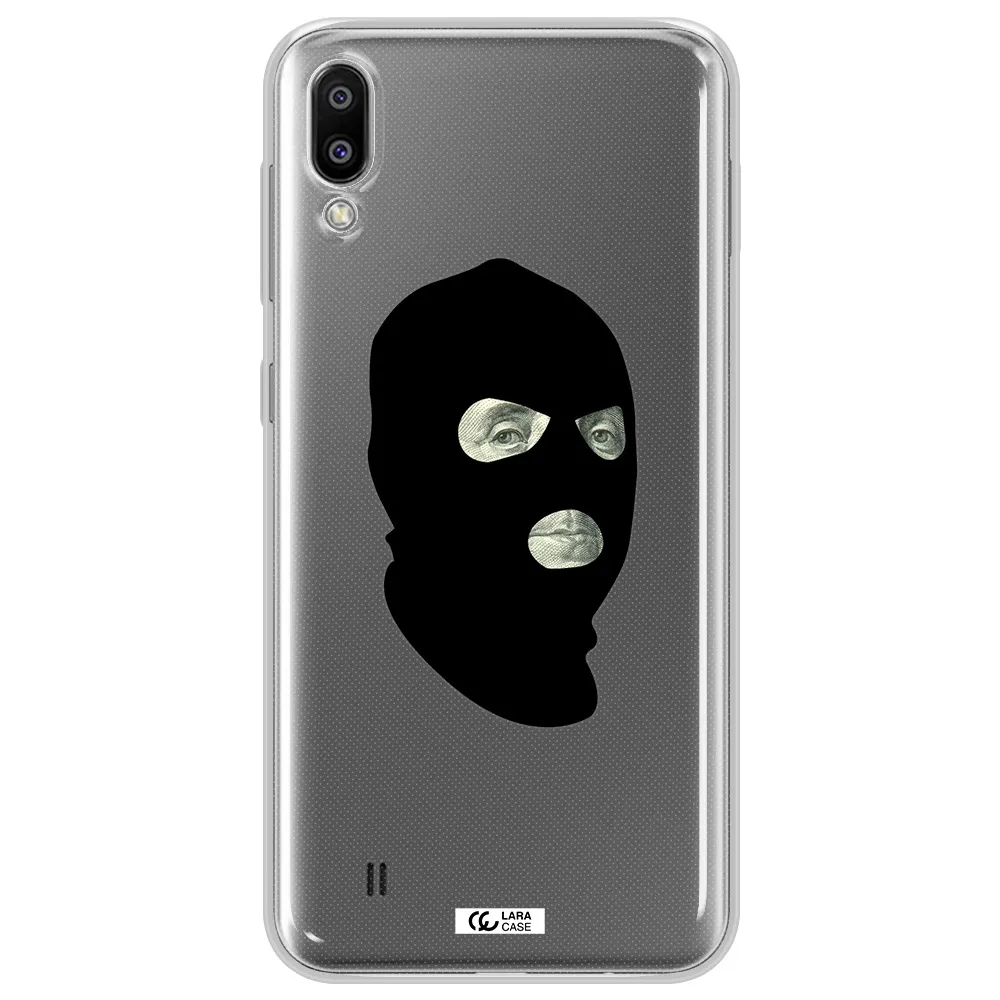 a person wearing a mask Samsung M10 Clear TPU Case
