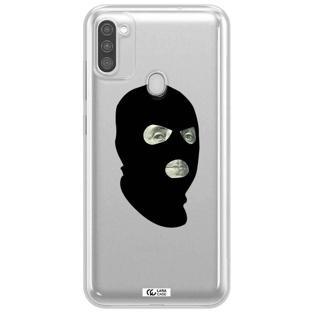a person wearing a mask Samsung M11 Clear TPU Case