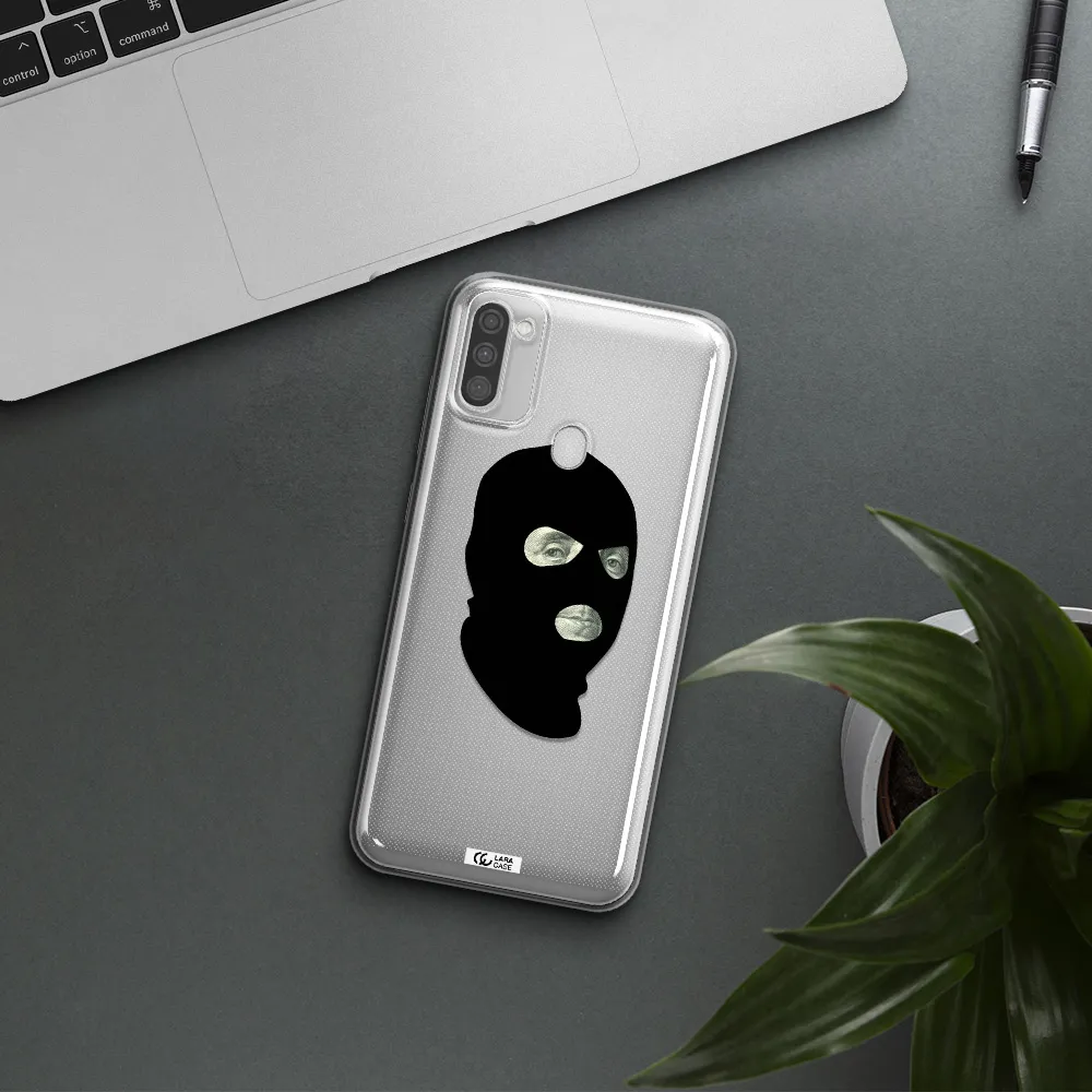a person wearing a mask Samsung M11 Clear TPU Case
