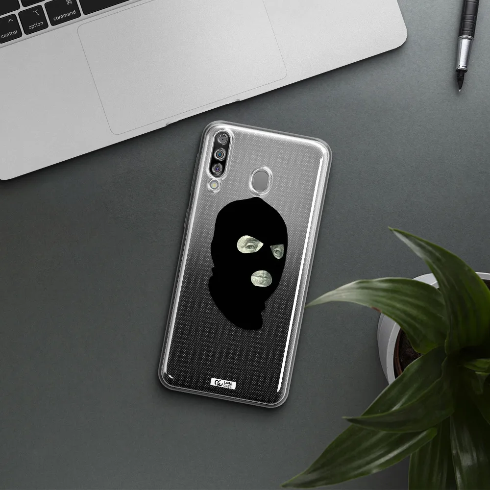 a person wearing a mask Samsung M30 Clear TPU Case