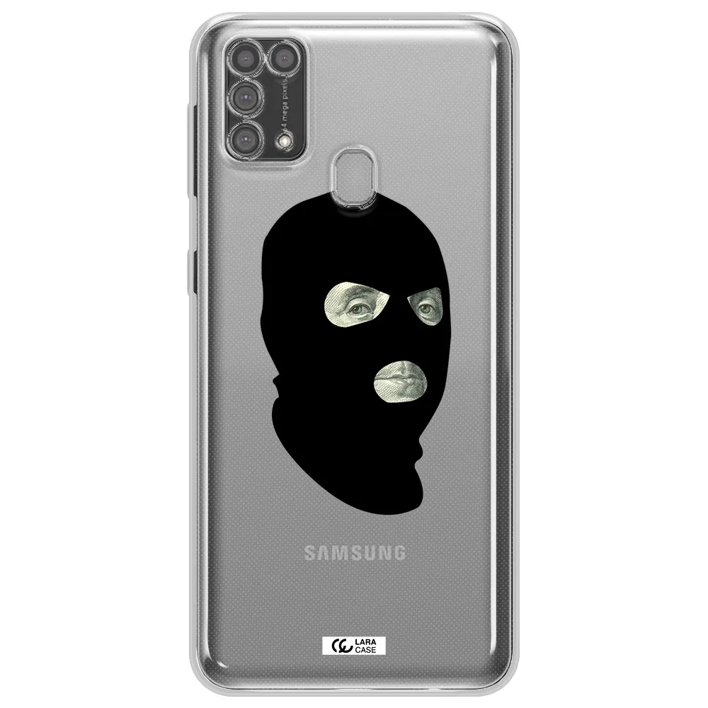 a person wearing a mask Samsung M31 Clear TPU Case