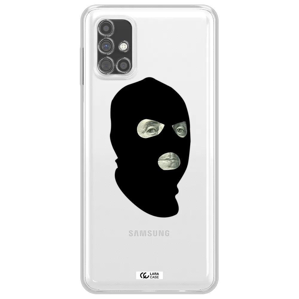 a person wearing a mask Samsung M51 Clear TPU Case