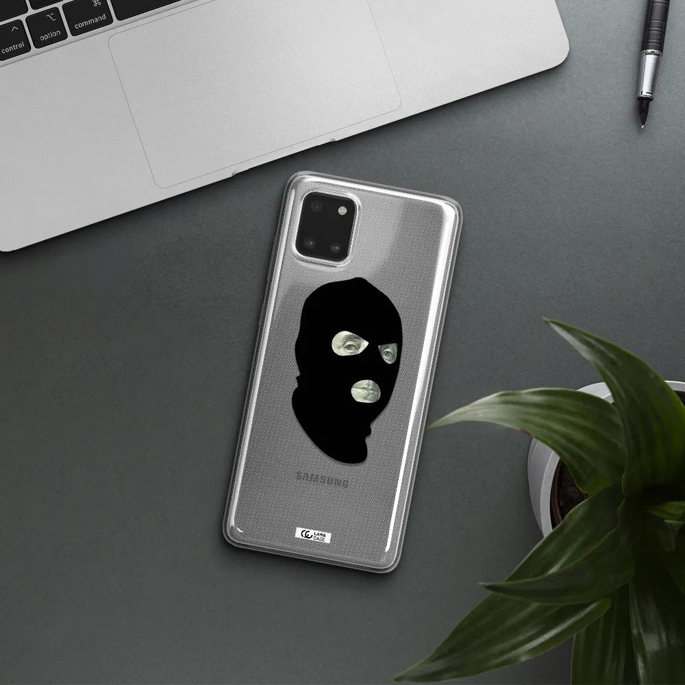 a person wearing a mask Samsung Note 10 Lite Clear TPU Case