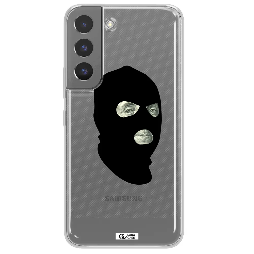 a person wearing a mask Samsung S 22 Plus Clear TPU Case