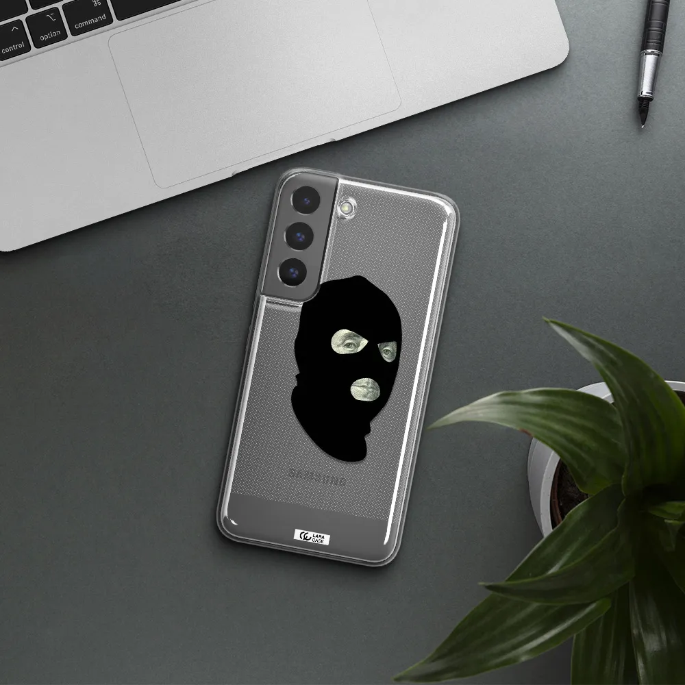 a person wearing a mask Samsung S 22 Plus Clear TPU Case