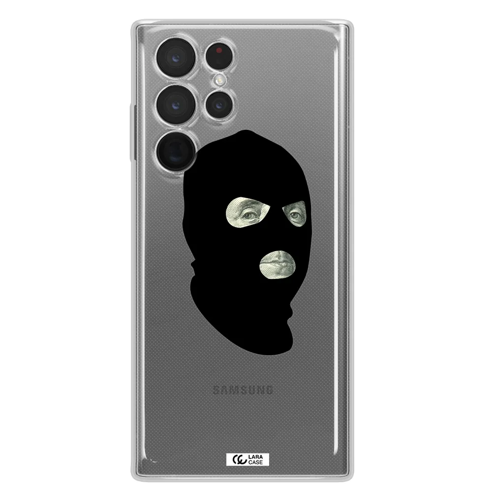 a person wearing a mask Samsung S 22 Ultra Clear TPU Case