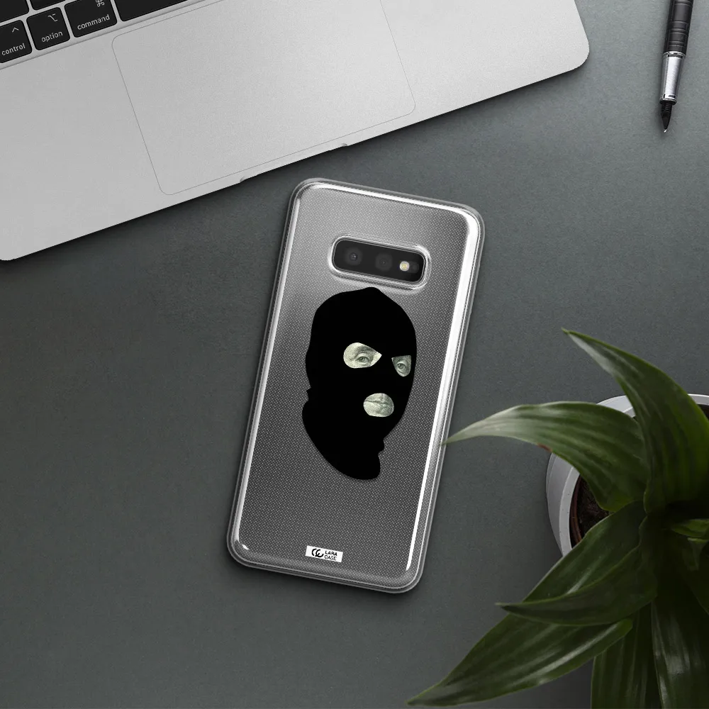 a person wearing a mask Samsung S10e Clear TPU Case