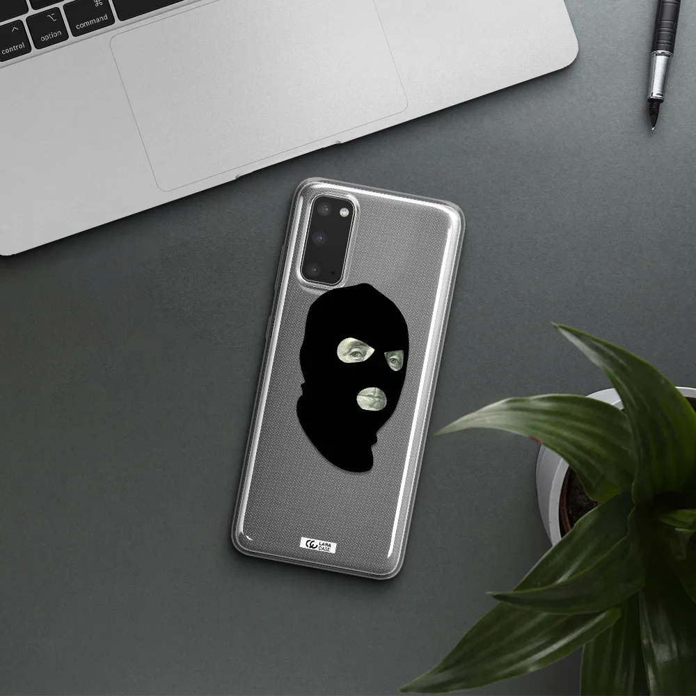 a person wearing a mask Samsung S20 Clear TPU Case