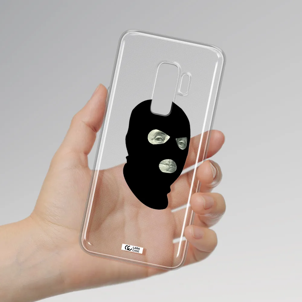 a person wearing a mask Samsung S9 Plus Clear TPU Case