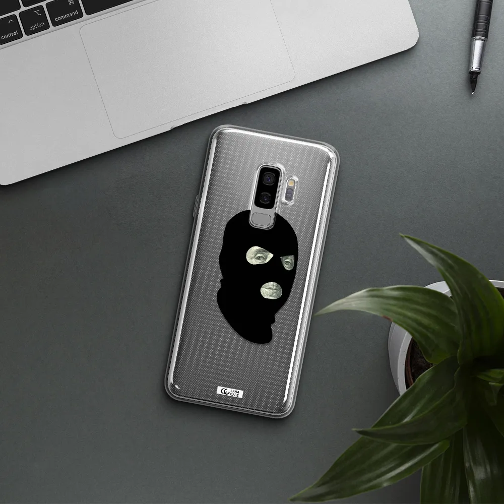 a person wearing a mask Samsung S9 Plus Clear TPU Case
