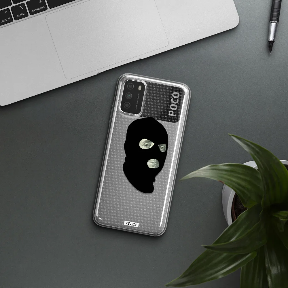 a person wearing a mask Xiaomi Poco M3 Clear TPU Case