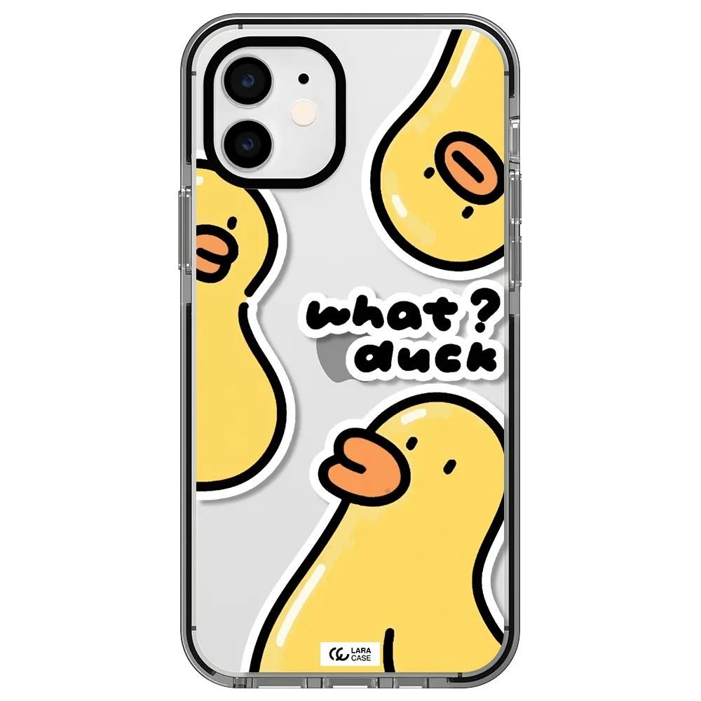 a group of yellow ducks Apple iPhone 11 impact black border Case