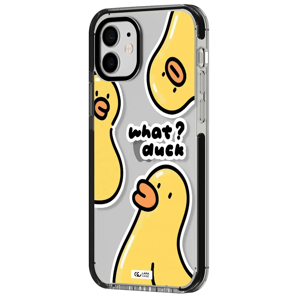 a group of yellow ducks Apple iPhone 11 impact black border Case