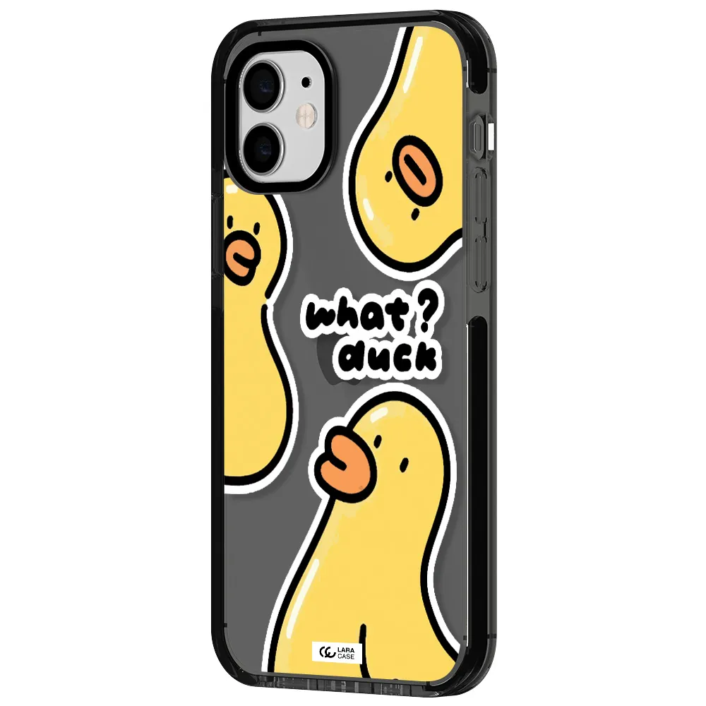 a group of yellow ducks Apple iPhone 11 impact Smoke Black Case