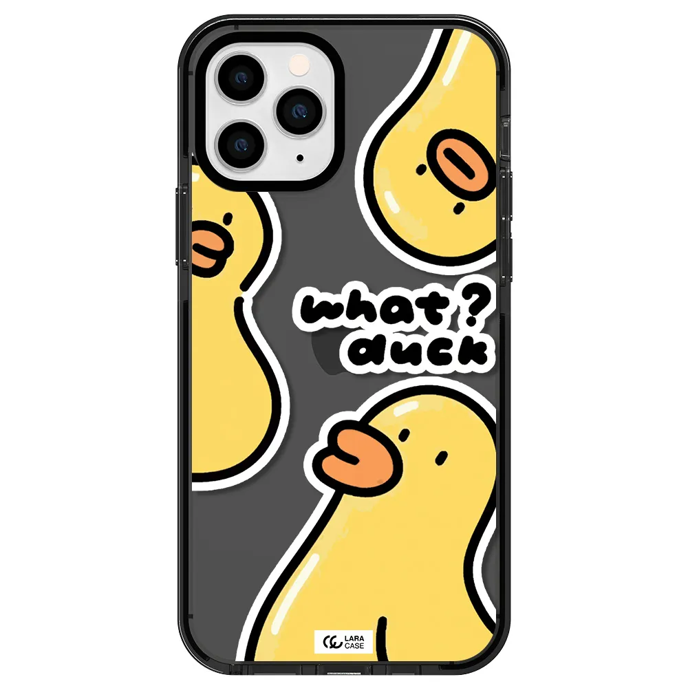 a group of yellow ducks Apple iPhone 11 pro impact Smoke Black Case