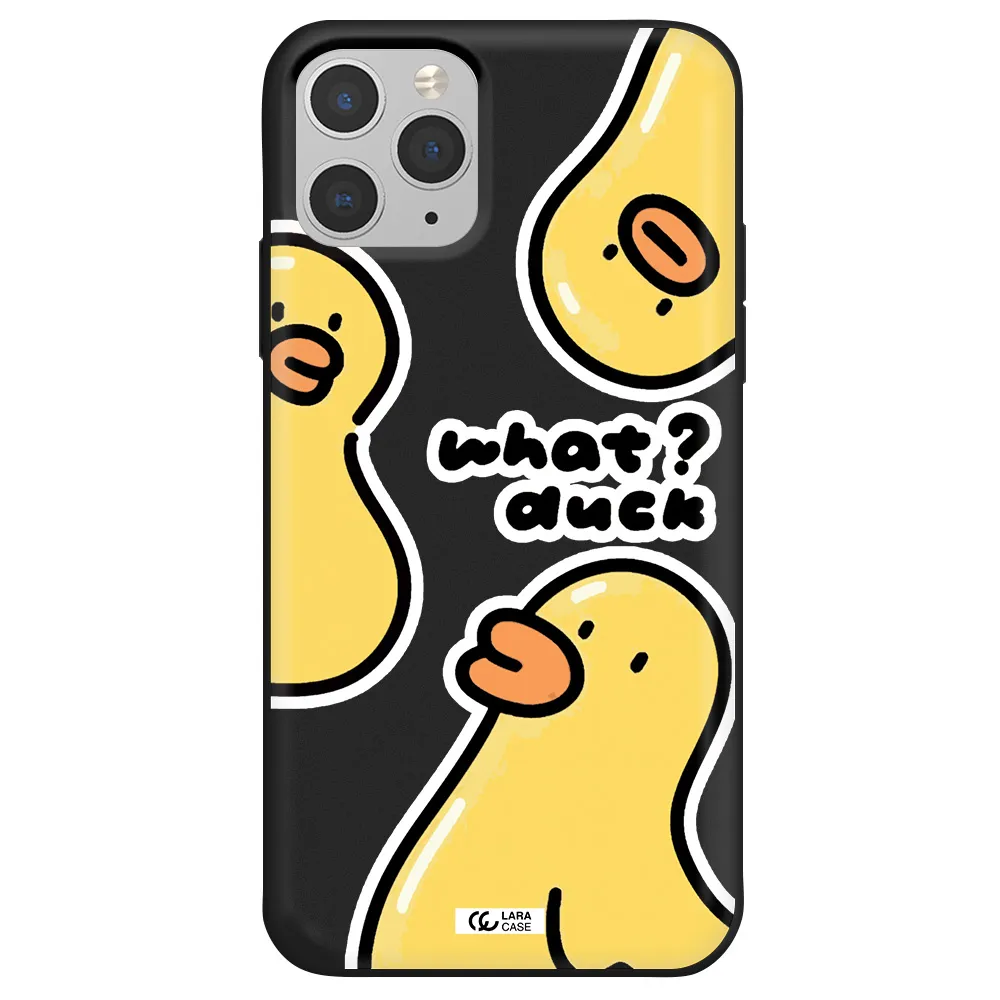a group of yellow ducks Apple iPhone 11 pro max Silicone black Case
