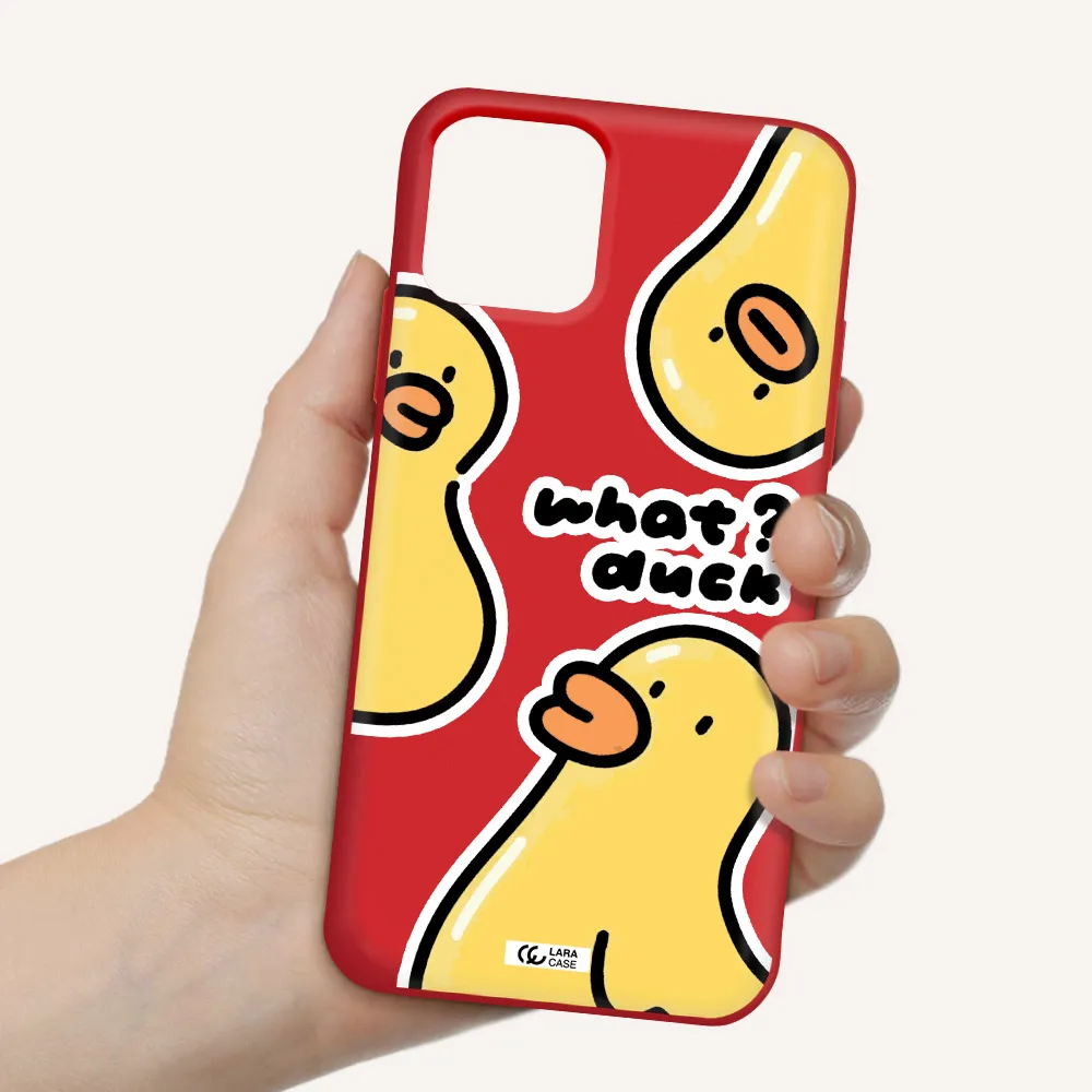 a group of yellow ducks Apple iPhone 11 pro max Silicone Imperial Red Case