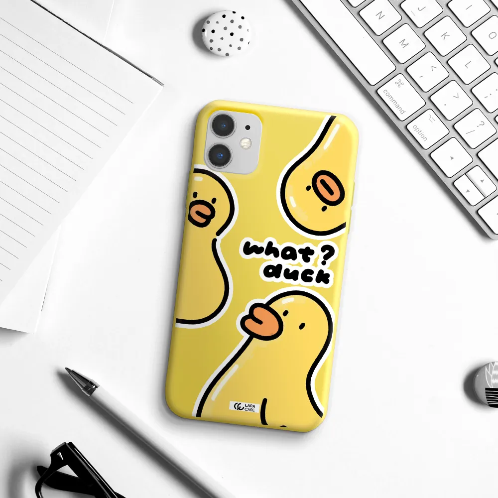 a group of yellow ducks Apple iPhone 11 Silicone canary yellow Case