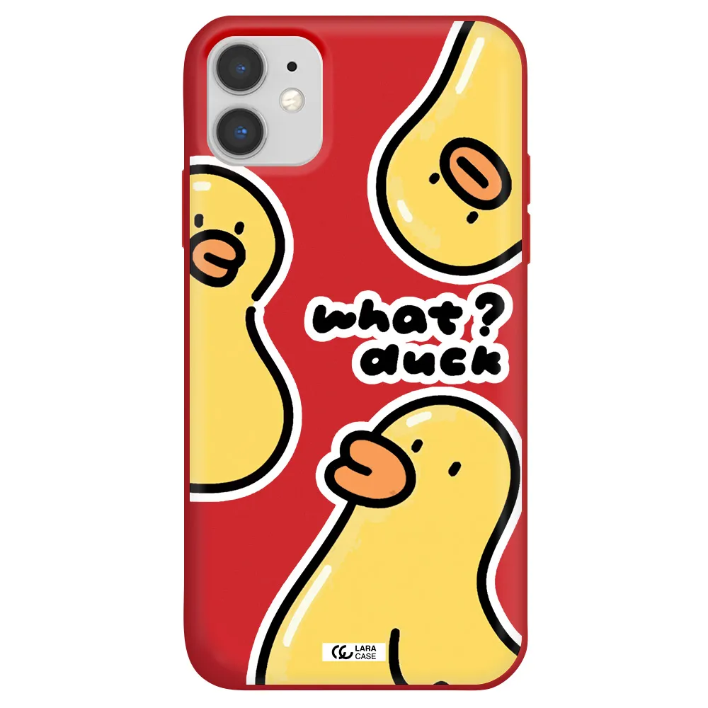 a group of yellow ducks Apple iPhone 11 Silicone Imperial Red Case