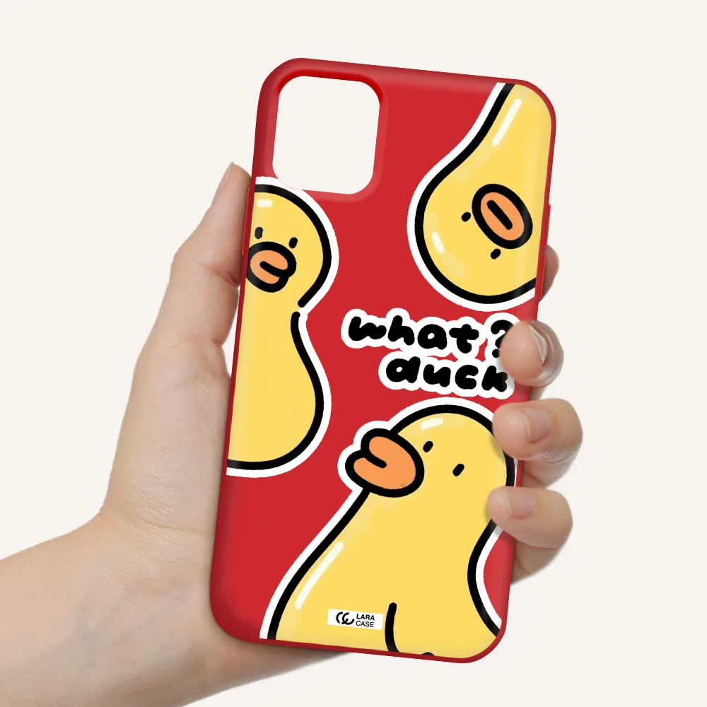 a group of yellow ducks Apple iPhone 11 Silicone Imperial Red Case