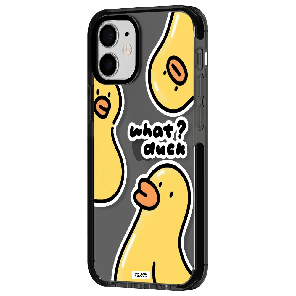 a group of yellow ducks Apple iPhone 12 mini impact Smoke Black Case