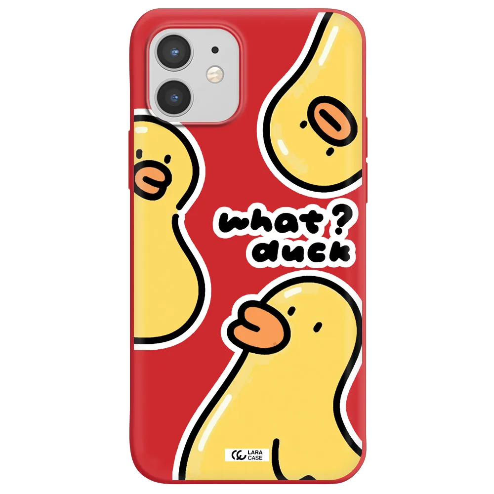 a group of yellow ducks Apple iPhone 12 mini Silicone Imperial Red Case