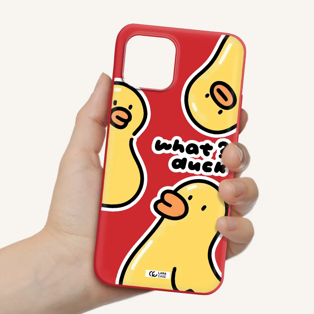 a group of yellow ducks Apple iPhone 12 mini Silicone Imperial Red Case