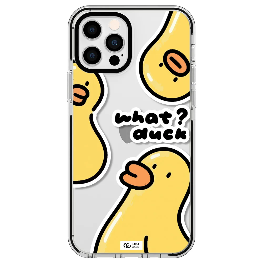 a group of yellow ducks Apple iPhone 12 pro impact black border Case