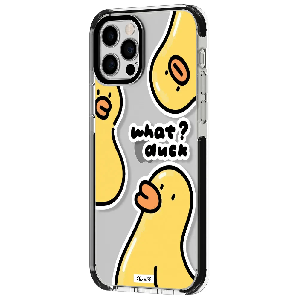 a group of yellow ducks Apple iPhone 12 pro impact black border Case