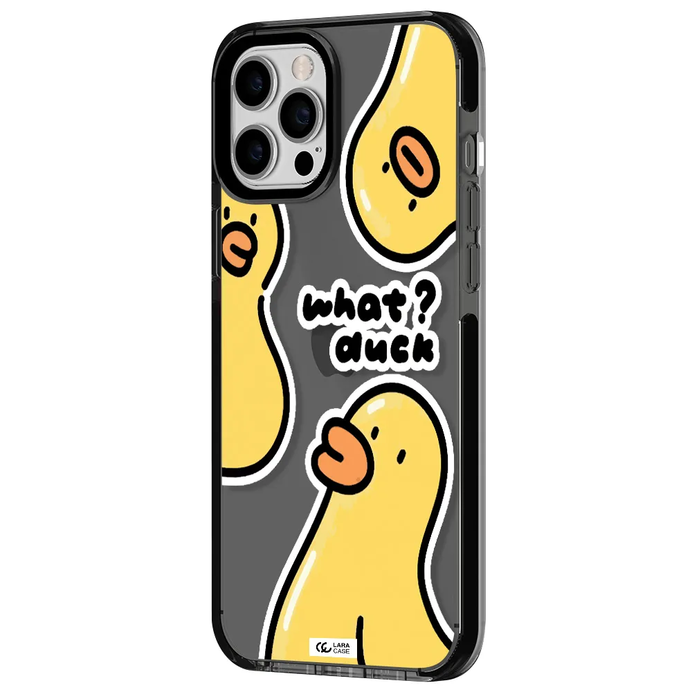 a group of yellow ducks Apple iPhone 12 pro max impact Smoke Black Case